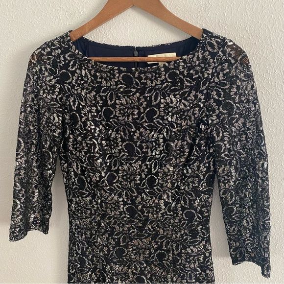 Erin Fetherston Black Lace Silver Sheath Mini Dress - Picture 5 of 8